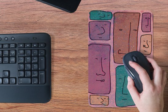 Muismat 18x27 cm - Mousepad Vintage - Gezicht - Abstract - Kunst - Patroon - Muismatten