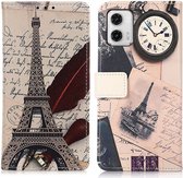 Motorola Moto G73 Hoesje Portemonnee Book Case Eiffel Toren