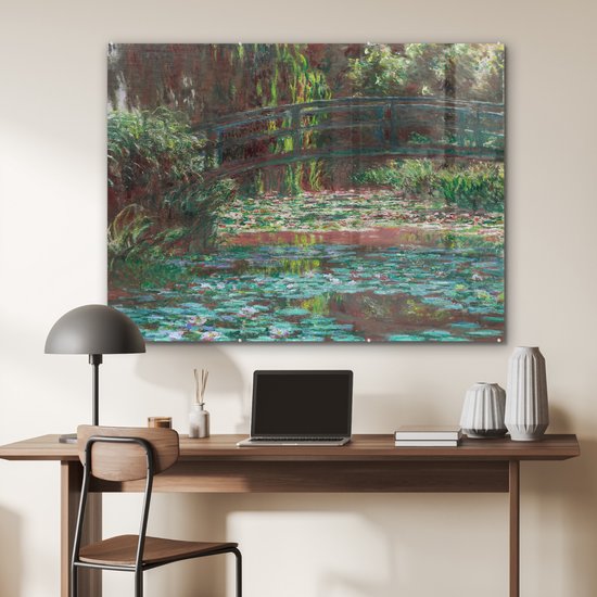 MuchoWow® Peinture sur verre 120x90 cm - Peinture sur verre acrylique - Étang aux Water - Peinture de Claude Monet - Photo sur verre - Peintures