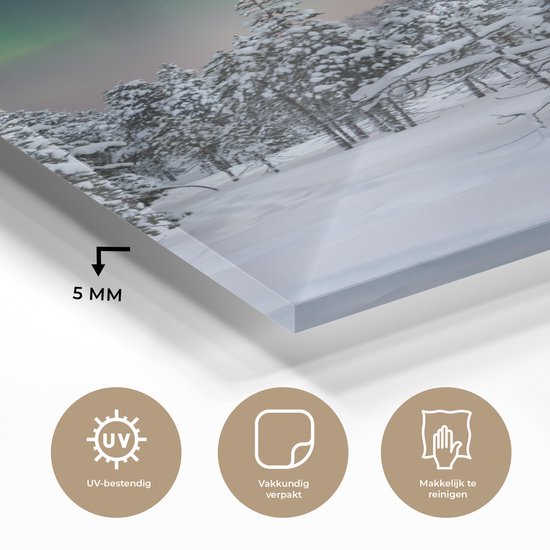 MuchoWow® Peinture sur verre 40x80 cm - Peinture sur verre acrylique - Paysage d'hiver en Finlande - Photo sur verre - Peintures