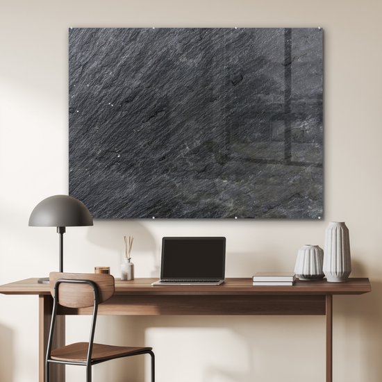 MuchoWow® Peinture sur verre 120x90 cm - Peinture sur verre acrylique - Natuursteen - Industriel - Ardoise - Structure - Grijs - Photo sur verre - Peintures