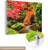 Peinture sur verre - Photo sur verre - Arbres - Pierres - Chemin - Nature - Japonais - Verre acrylique - Décoration murale - 40x30 cm - Peinture sur verre nature - Décoration murale - Peinture sur verre - Peintures de salon