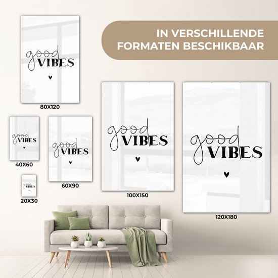 MuchoWow® Peinture sur Verre - Citations - Good Vibes - Proverbes - 100x150 cm - Peintures sur Verre Acrylique - Photo sur Glas