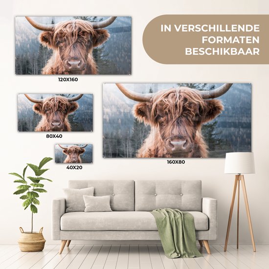 Peinture sur Verre - Highlander écossais - Animaux - Forêt - 160x80 cm - Peintures sur Verre Peintures - Photo sur Glas