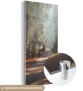 Peintures Plexiglas - Cerf - Forêt - Rayons de soleil - 40x80 cm - Peinture sur verre
