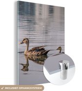 MuchoWow - Glasschilderij - Foto op glas - Eend - Water - Vogel - Acrylglas - 30x40 cm - Wanddecoratie - Glasschilderij vogels - Glasschilderij natuur - Slaapkamer