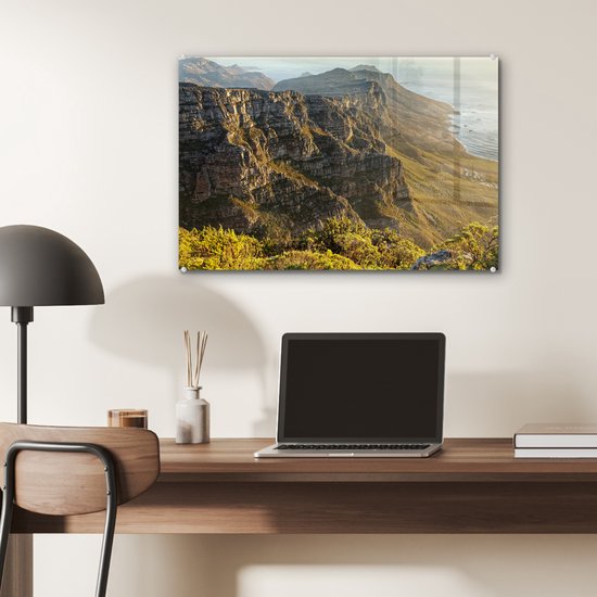 Montagnes avec le littoral des douze apôtres au Cap Plexiglas 60x40 cm - Tirage photo sur Glas (décoration murale en plexiglas)
