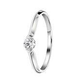 Lucardi Dames Ring lab grown diamant 0,20ct - Ring - Cadeau - 14 Karaat Goud - Witgoud