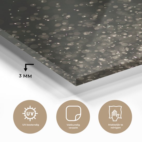 MuchoWow® Peinture sur Verre - Paillettes sur Fond Noir - 50x50 cm - Peintures sur Verre Acrylique - Photo sur Glas