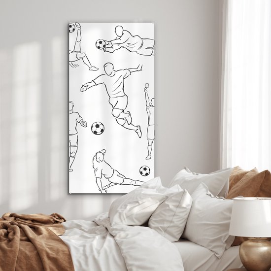 ® Glasschilderij 60x120 cm - Schilderij acrylglas - Een illustratie van spelers in verschillende posities - Jongetje - Meisje - Kinderen - Foto op glas - Muurdecoratie woonkamer - Wanddecoratie slaapkamer - Schilderijen