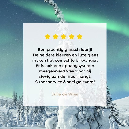 Peinture sur Verre - Paysage d'Hiver sous les Aurores Boréales - 90x60 cm - Peintures sur Verre Peintures - Photo sur Glas