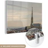 MuchoWow® Glasschilderij 60x40 cm - Schilderij acrylglas - Stephansdom in Wenen - Foto op glas - Schilderijen