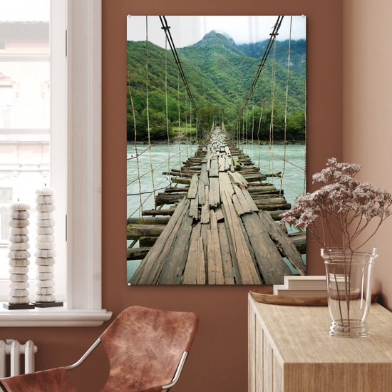 Peinture sur Verre - Pont - Bois - Rivière - 80x120 cm - Peintures sur Verre Peintures - Photo sur Glas