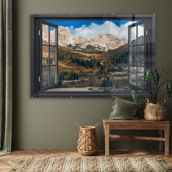 Peintures sur verre - Voir à travers - Montagnes - Vert - 180x120 cm - Peintures Plexiglas