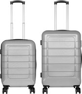 Kofferset 2 delig - Reiskoffers met TSA slot en op wielen - Como - Zilver - S + M - Travelsuitcase