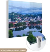 MuchoWow® Glasschilderij 90x90 cm - Schilderij acrylglas - Zonsopkomst in Sri Lanka - Foto op glas - Schilderijen