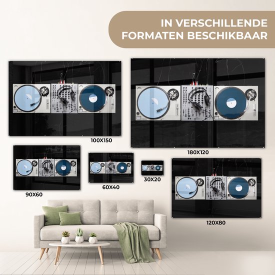® Glasschilderij 150x100 cm - Schilderij acrylglas - Mengpaneel op een zwarte achtergrond - Foto op glas - Muurdecoratie woonkamer - Wanddecoratie slaapkamer - Schilderijen