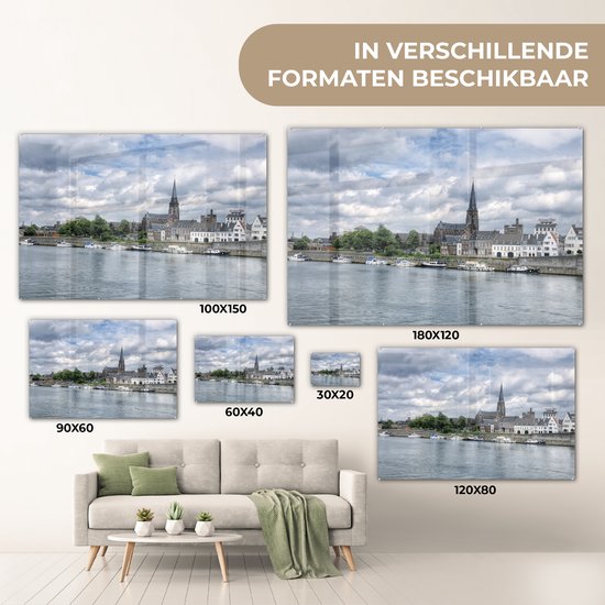 Vue de Maastricht avec de légers nuages Plexiglas 120x80 cm - Tirage photo sur Glas (décoration murale plexiglas)