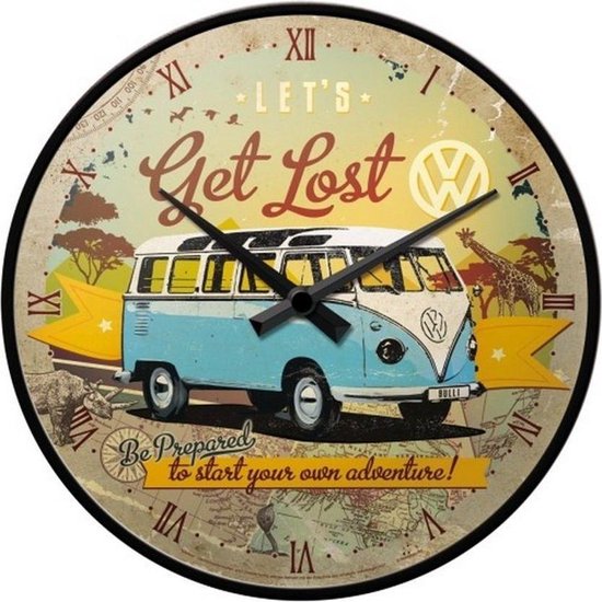 wandklok rond Volkswagen T1 - Nostalgic-Art - Let's get lost