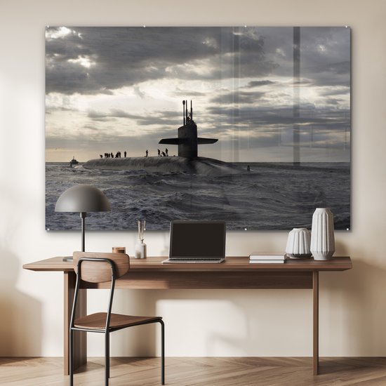 MuchoWow® Peinture sur verre 180x120 cm - Peinture sur verre acrylique - Amérique - Zwart - Wit - Sous-marin - Photo sur verre - Peintures