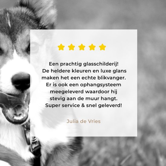 MuchoWow® Peinture sur verre 180x120 cm - Peinture sur verre acrylique - Chien qui court - noir et blanc - Photo sur verre - Peintures