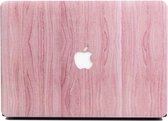 Lunso Geschikt voor MacBook Pro 15 inch (2016-2020) cover hoes - case - houtlook roze