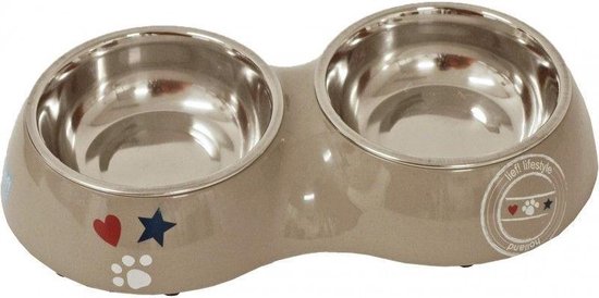 Lief! Unisex - Dubbele Voerbak - Beige - 27 x 14 x 5 cm