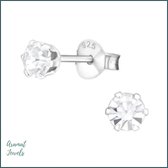 Aramat jewels ® - Kinder oorbellen met kristal 925 zilver transparant 4mm