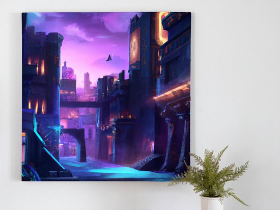 The Street in Cyber City Smell Strange kunst - centimeter op Canvas | Foto op Canvas - wanddecoratie