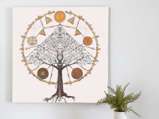 Tree of strife kunst - 100x100 centimeter op Canvas | Foto op Canvas - wanddecoratie