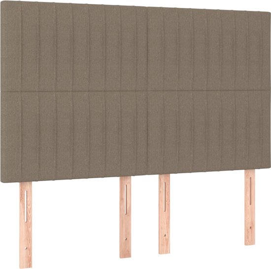 vidaXL Tête de lit LED 144x5x118/128 cm Tissu Taupe - Tête de lit - Têtes de lit - Tête de lit - Tête de lit en bois