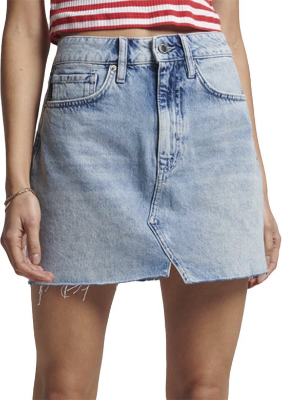 Superdry Vintage Denim Mini Rok Blauw 32 Vrouw