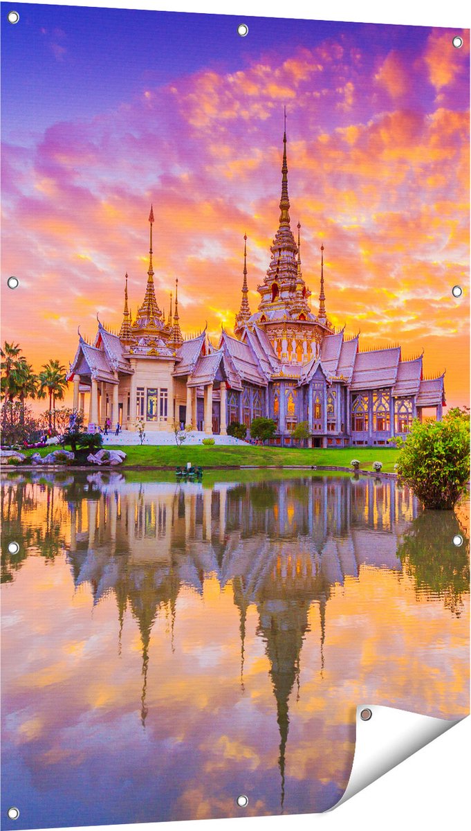 Gards Tuinposter Wat Non Kum Tempel in Thailand - 80x120 cm - Tuindoek - Tuindecoratie - Wanddecoratie buiten - Tuinschilderij Multikleur