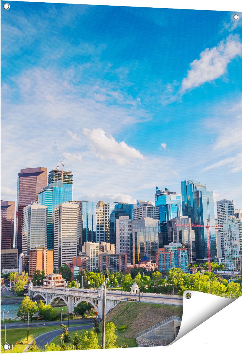 Gards Tuinposter Skyline Calgary Stad in Canada - 80x100 cm - Tuindoek - Tuindecoratie - Wanddecoratie buiten - Tuinschilderij Multikleur