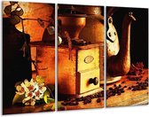 GroepArt - Schilderij -  Koffie - Bruin, Geel - 120x80cm 3Luik - 6000+ Schilderijen 0p Canvas Art Collectie