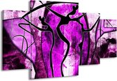 GroepArt - Schilderij -  Abstract - Roze, Paars, Zwart - 160x90cm 4Luik - Schilderij Op Canvas - Foto Op Canvas
