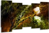 GroepArt - Canvas Schilderij - Tulp - Groen, Geel - 150x80cm 5Luik- Groot Collectie Schilderijen Op Canvas En Wanddecoraties