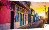 Affiche de jardin Gards Cuba Maisons colorées au coucher du soleil - 200x100 cm - Toile de jardin - Décoration de jardin - Décoration murale extérieure - Tableau de jardin