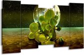 GroepArt - Canvas Schilderij - Orchidee - Groen, Goud, Bruin - 150x80cm 5Luik- Groot Collectie Schilderijen Op Canvas En Wanddecoraties
