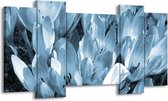 GroepArt - Schilderij - Bloemen, Krokus - Blauw, Grijs - 120x65cm 5Luik - Foto Op Canvas - GroepArt 6000+ Schilderijen 0p Canvas Art Collectie - Wanddecoratie