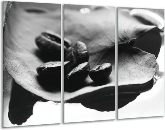 Glas schilderij Koffiebonen, Keuken | Zwart, Wit, Grijs | | Foto print op Glas |  F006674