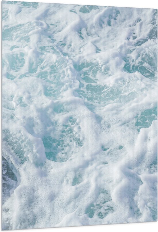 WallClassics - Drapeau - Écume des Vagues de la Mer - 100x150 cm Photo sur Drapeau Polyester