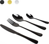 Set de couverts Dymund 1 personne - (4 pièces) Couverts - Cuillère, couteau, fourchette et cuillère - Acier inoxydable - Zwart