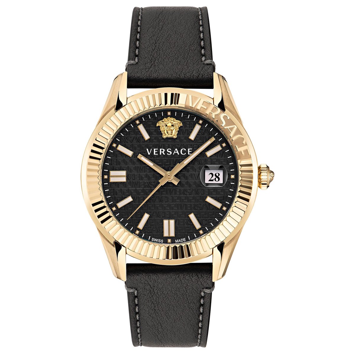 Versace Greca Time VE3K00222 Horloge - Leer - Zwart - Ø 41 mm