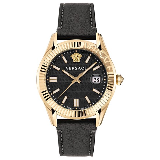 Versace Greca Time VE3K00222 Horloge - Leer - Zwart - Ø 41 mm