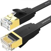 DrPhone Ethernetkabel CAT6 Platte RJ45 Lan Netwerk - 1Gbps (1000 Mbps) - 10 Meter - Zwart