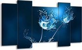 GroepArt - Schilderij - Art - Blauw, Wit - 120x65 5Luik - Foto Op Canvas - GroepArt 6000+ Schilderijen 0p Canvas Art Collectie - Wanddecoratie