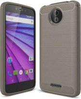 Geborstelde TPU Cover - Motorola Moto C Plus - Grijs