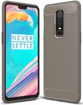 OnePlus 6 - Geborstelde TPU Cover - Grijs