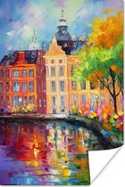 Poster Olieverf - Amsterdam - Kunst - Kleurrijk - 20x30 cm